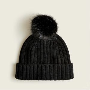J CREW ribbed pom pom beanie